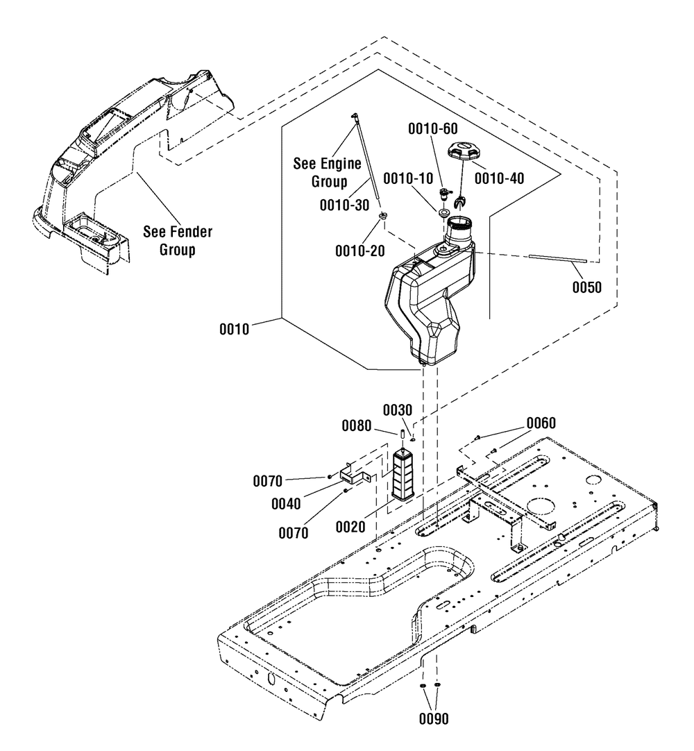 Fuel Tank Group - Evap Compliant (7502193) Diagram and Parts List for 107280063-7800753A,ZTS7000 2011 Briggs and Stratton Lawn Tractor Accessories